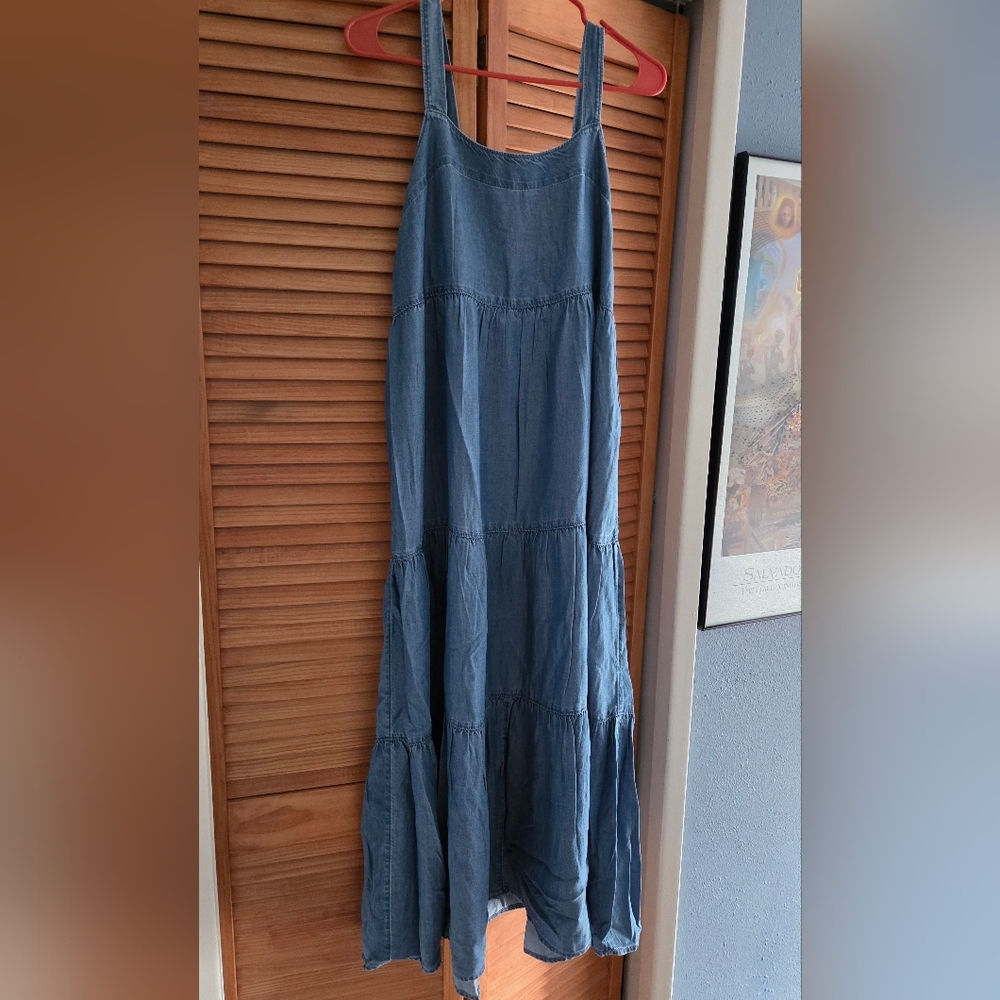Strappy Back Chambray Maxi Tent Dress - Picture 2 of 5